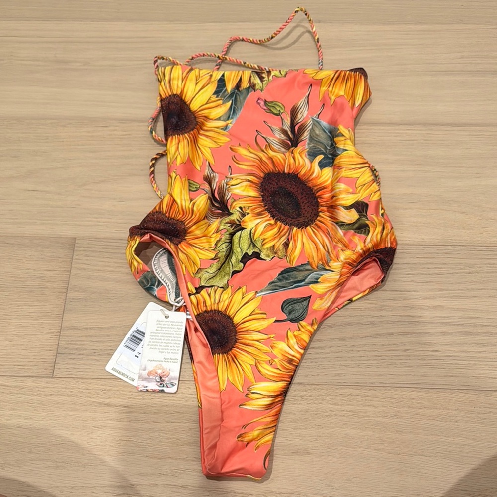 Agua Bendita Sunflower Print One Piece Swimsuit - Picture 2 of 5